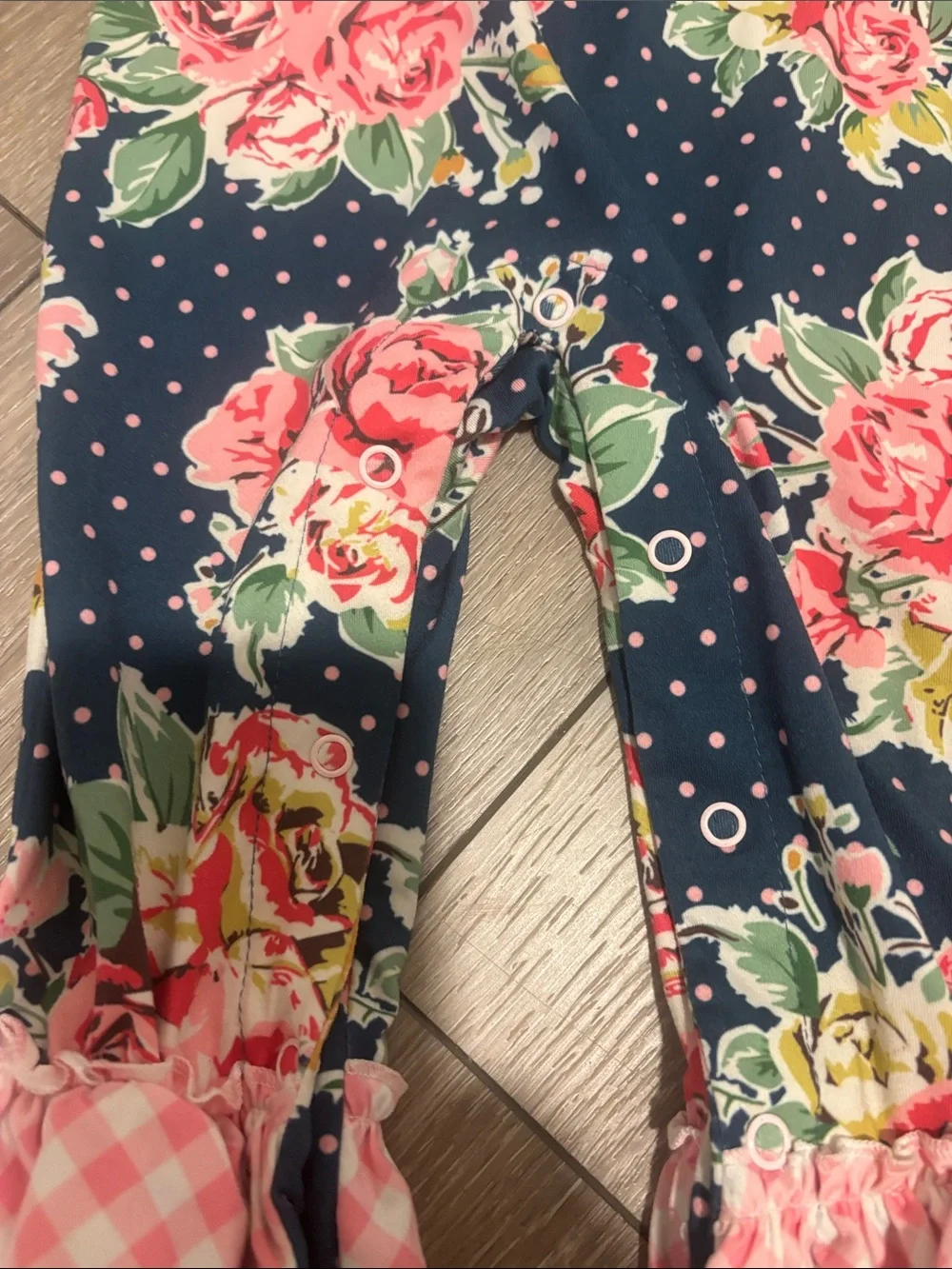 Floral Navy & Pink Ruffle One-Piece for Kids